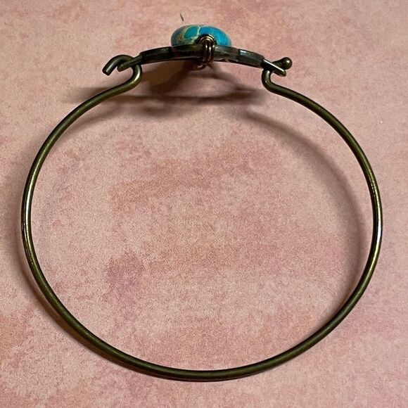 African Opal Jasper Bronze Bangle Bracelet - Picture 4 of 4